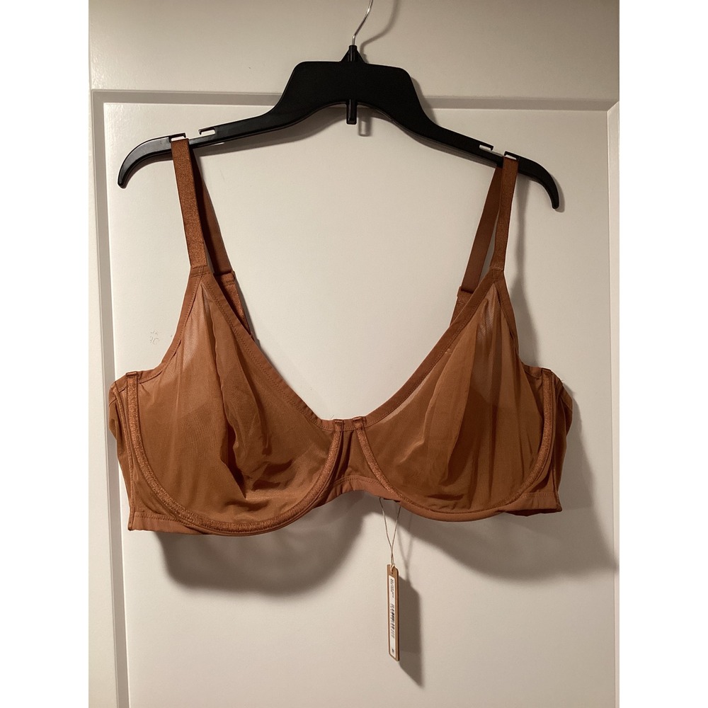 SKIMS‎ Weightless Underwire Bra Bronze Sheer Mesh 46DD BR-UWR-2010